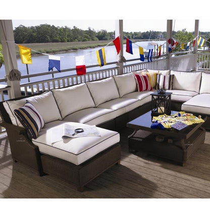 Hamptons Armless Sectional Unit All-Weather Outdoor Furniture Outdoor Modulars LOOMLAN By Lloyd Flanders