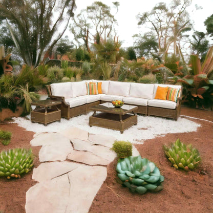 Hamptons Left Arm Sectional Unit All-Weather Outdoor Furniture Outdoor Modulars LOOMLAN By Lloyd Flanders