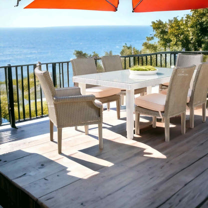 Hamptons Outdoor Furniture Wicker Armless Dining Chair Outdoor Dining Chairs LOOMLAN By Lloyd Flanders