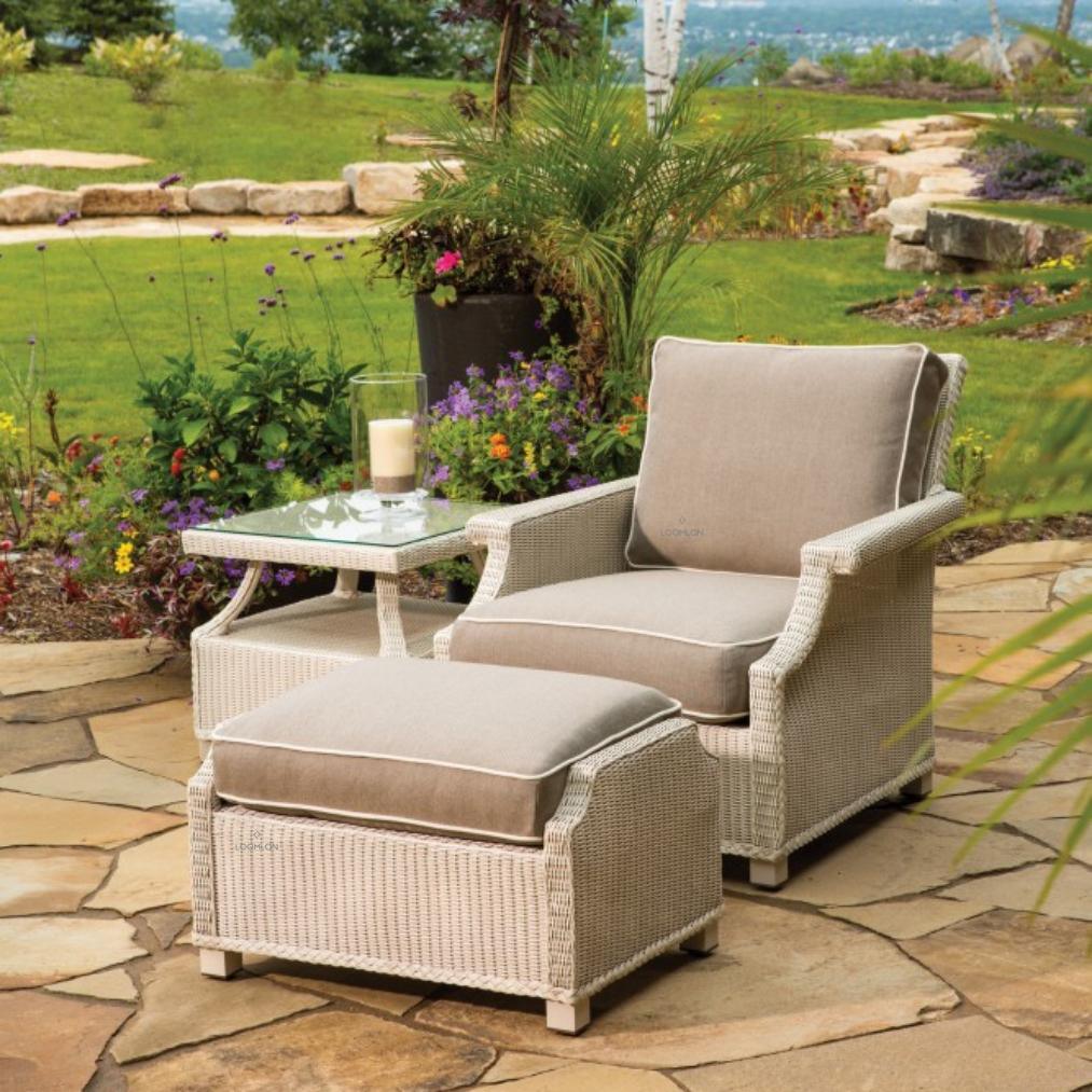 Hamptons Outdoor Furniture Wicker Ottoman Outdoor Ottomans LOOMLAN By Lloyd Flanders