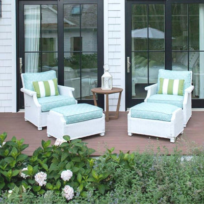 Hamptons Outdoor Wicker 2 Lounge Chair Set With Ottomans Outdoor Lounge Sets LOOMLAN By Lloyd Flanders