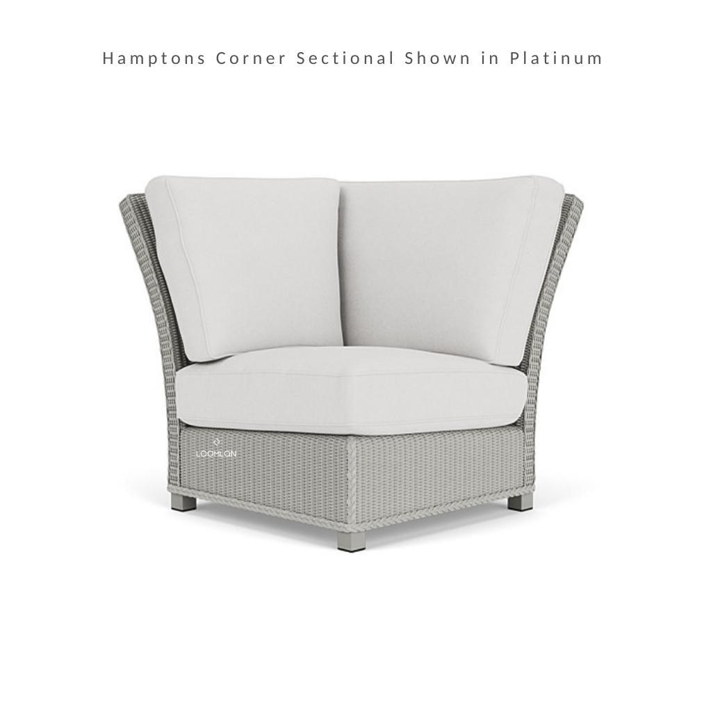 Hamptons Outdoor Wicker Corner Sectional With Accent Tables Outdoor Lounge Sets LOOMLAN By Lloyd Flanders