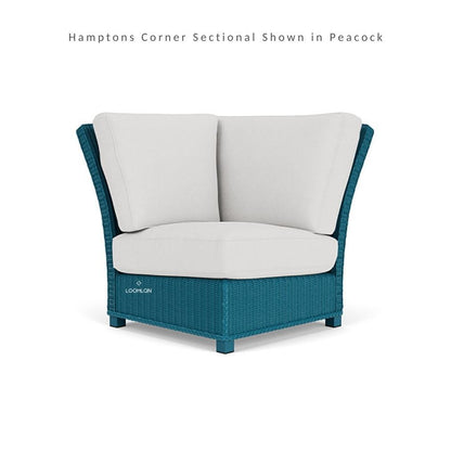Hamptons Outdoor Wicker Corner Sectional With Accent Tables Outdoor Lounge Sets LOOMLAN By Lloyd Flanders