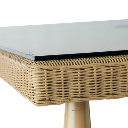 Hamptons Outdoor Wicker Dining Table Set for 6 Outdoor Dining Sets LOOMLAN By Lloyd Flanders