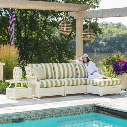 Hamptons Outdoor Wicker L-Shaped Sectional With Side Table Outdoor Lounge Sets LOOMLAN By Lloyd Flanders