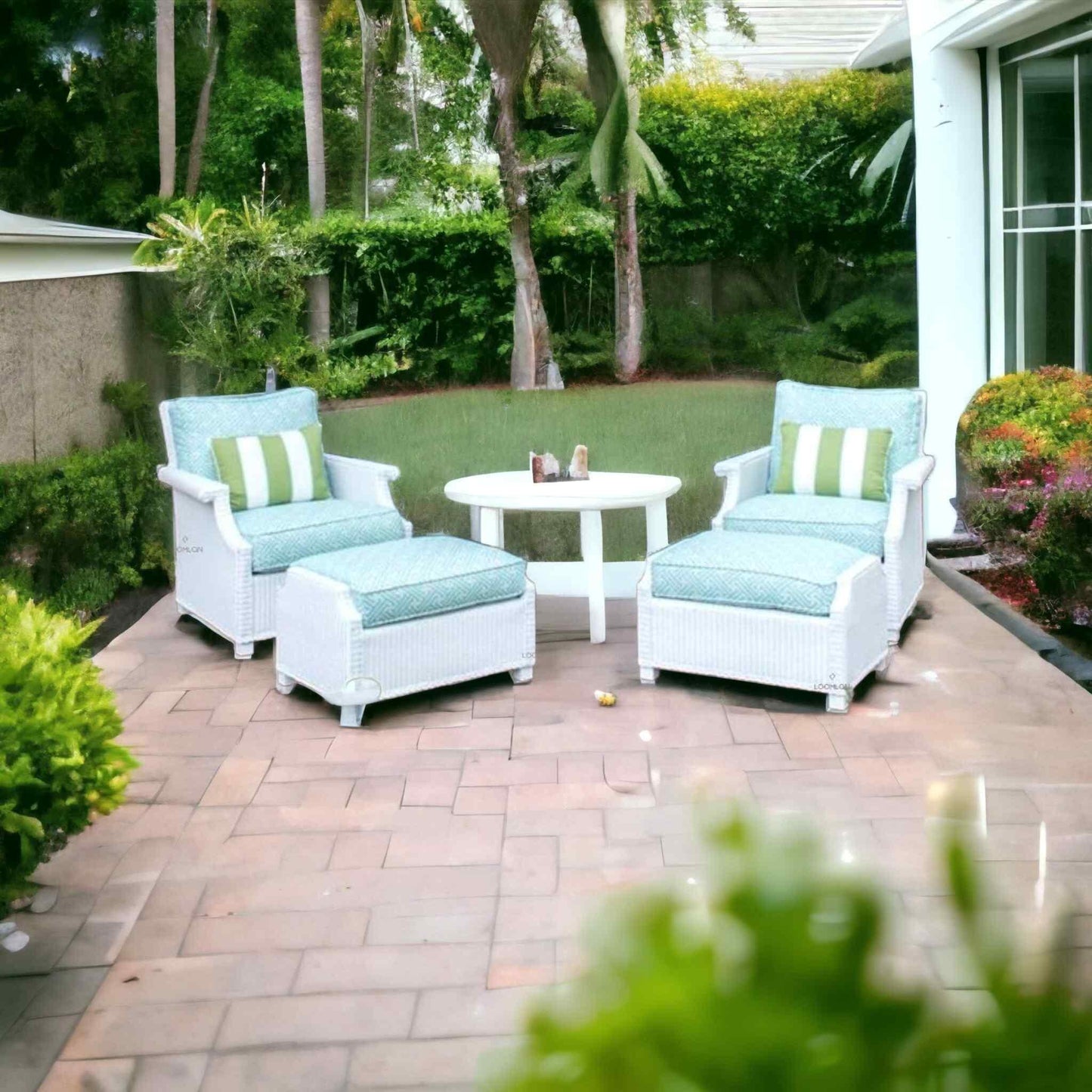 Hamptons Outdoor Wicker Sectional Sofa and Lounge Chair Set Outdoor Lounge Sets LOOMLAN By Lloyd Flanders