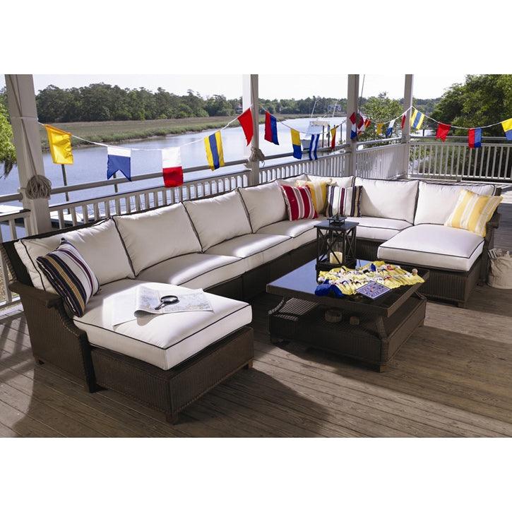 Hamptons Outdoor Wicker Sectional With Coffee Table Set Outdoor Lounge Sets LOOMLAN By Lloyd Flanders