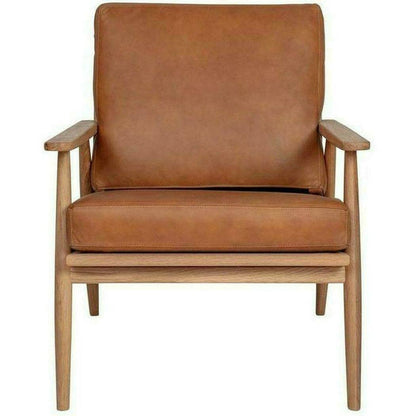 Harper Brown Tan Leather Seat Wood Arm Accent Chair Club Chairs LOOMLAN By Moe's Home