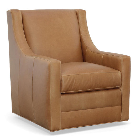 Jacob Real Leather Chair Swivel Lounge Chair Black and Brown Club Chairs LOOMLAN By Uptown Sebastian