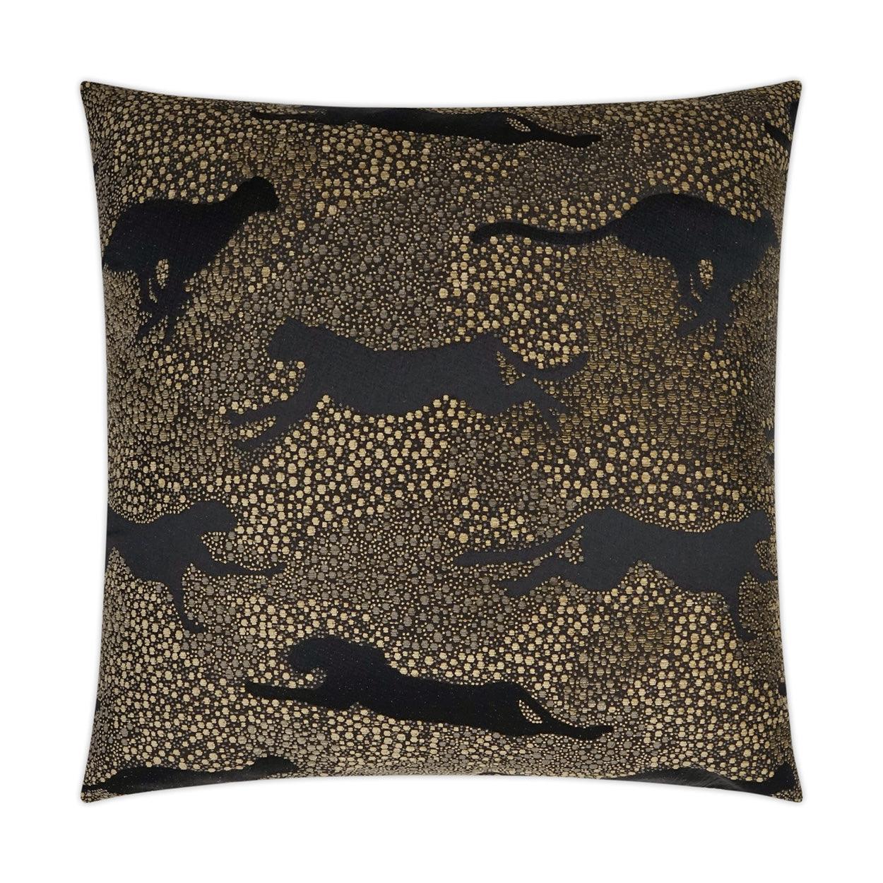 Jaglion Ebony Glam Black Tan Taupe Large Throw Pillow With Insert Throw Pillows LOOMLAN By D.V. Kap