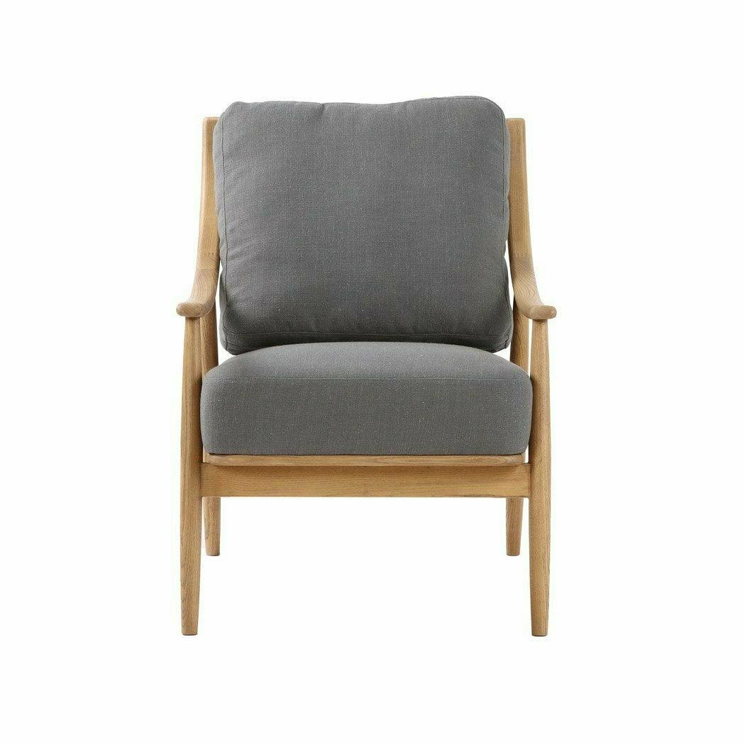 Kinsley Club Chair Stormy Grey & Natural Frame Linen Club Chairs LOOMLAN By LHIMPORTS