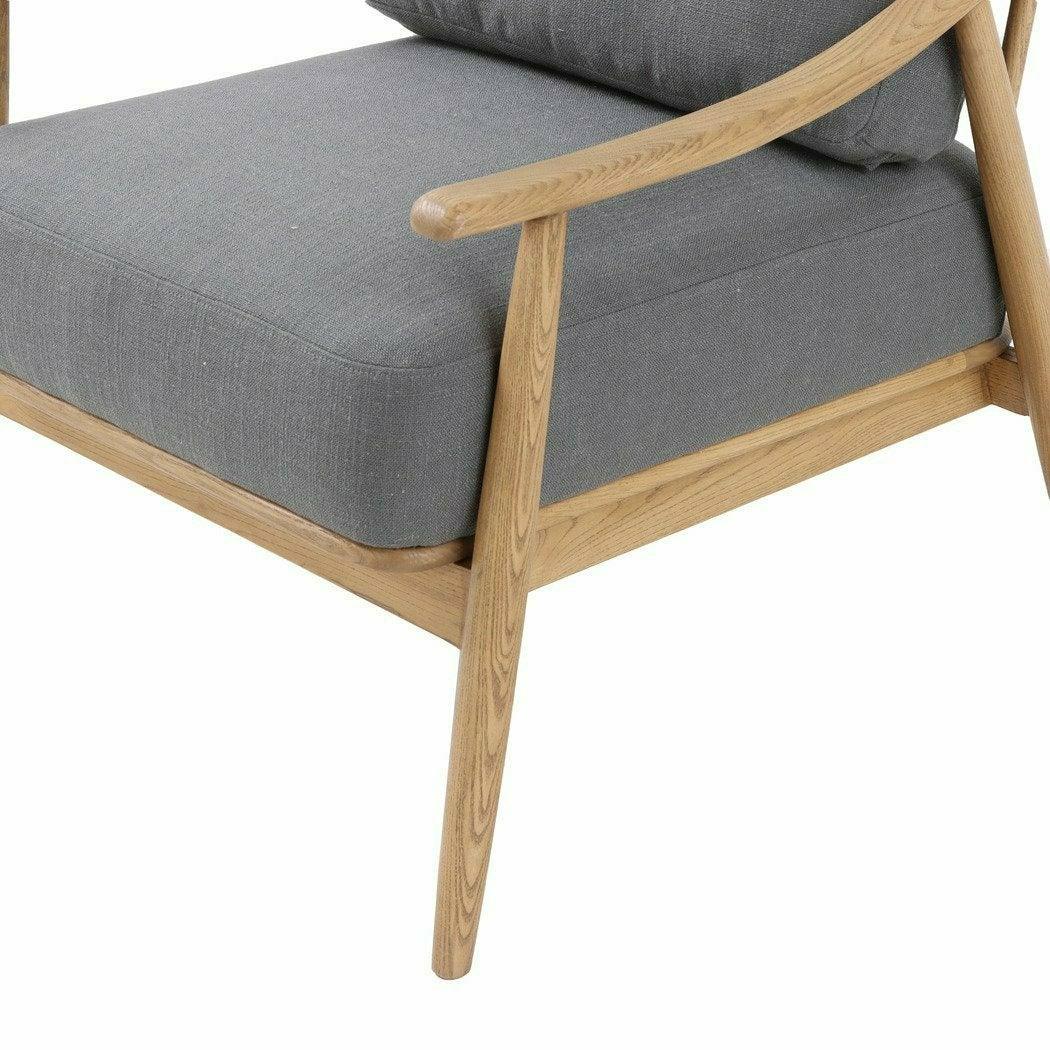 Kinsley Club Chair Stormy Grey & Natural Frame Linen Club Chairs LOOMLAN By LHIMPORTS