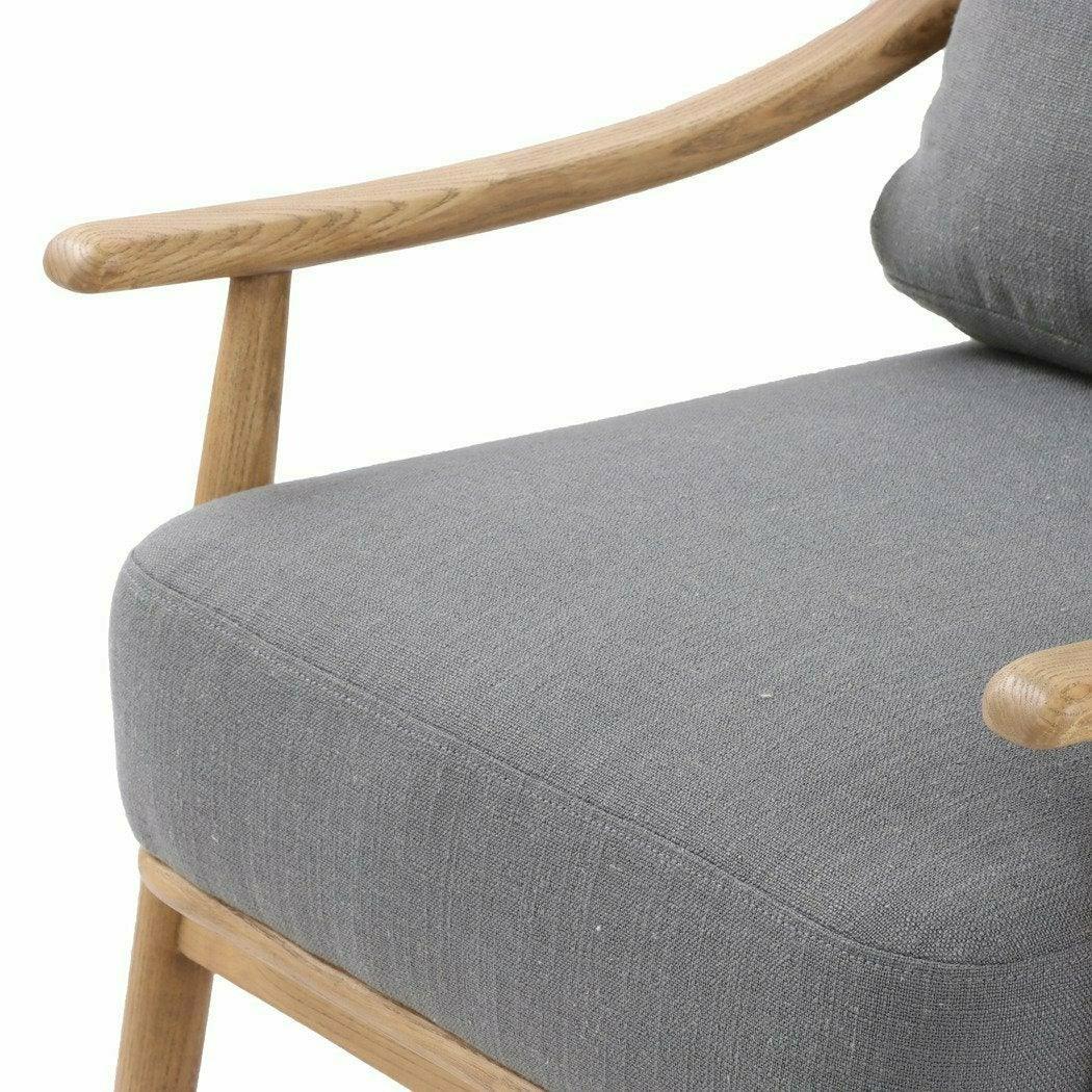 Kinsley Club Chair Stormy Grey & Natural Frame Linen Club Chairs LOOMLAN By LHIMPORTS