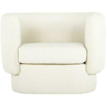 Koba Boucle Sheepskin White Sherpa Round Bucket Accent Chair Club Chairs LOOMLAN By Moe's Home