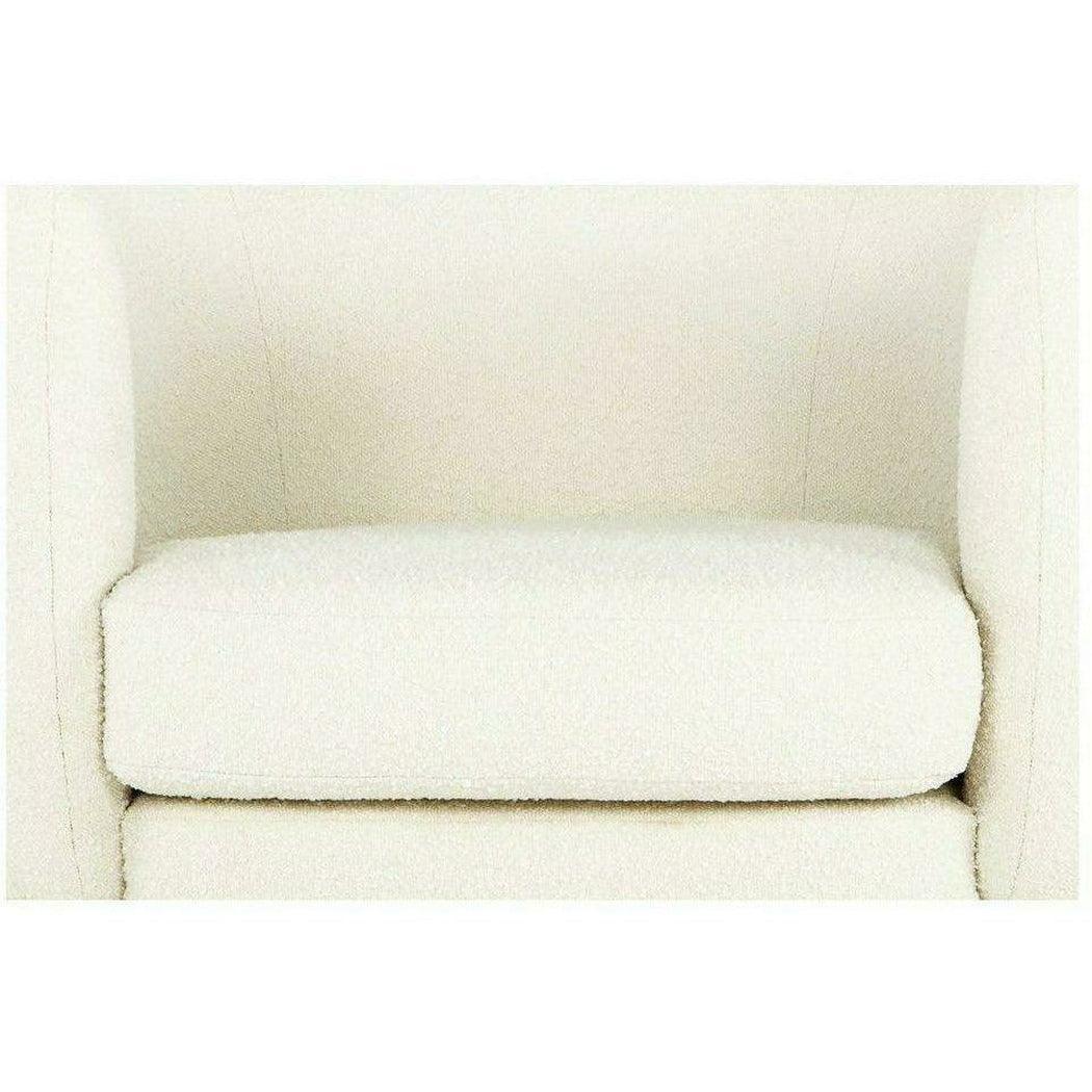 Koba Boucle Sheepskin White Sherpa Round Bucket Accent Chair Club Chairs LOOMLAN By Moe's Home