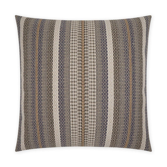 Lalam Stripes Blue Tan Taupe Large Throw Pillow With Insert Throw Pillows LOOMLAN By D.V. Kap