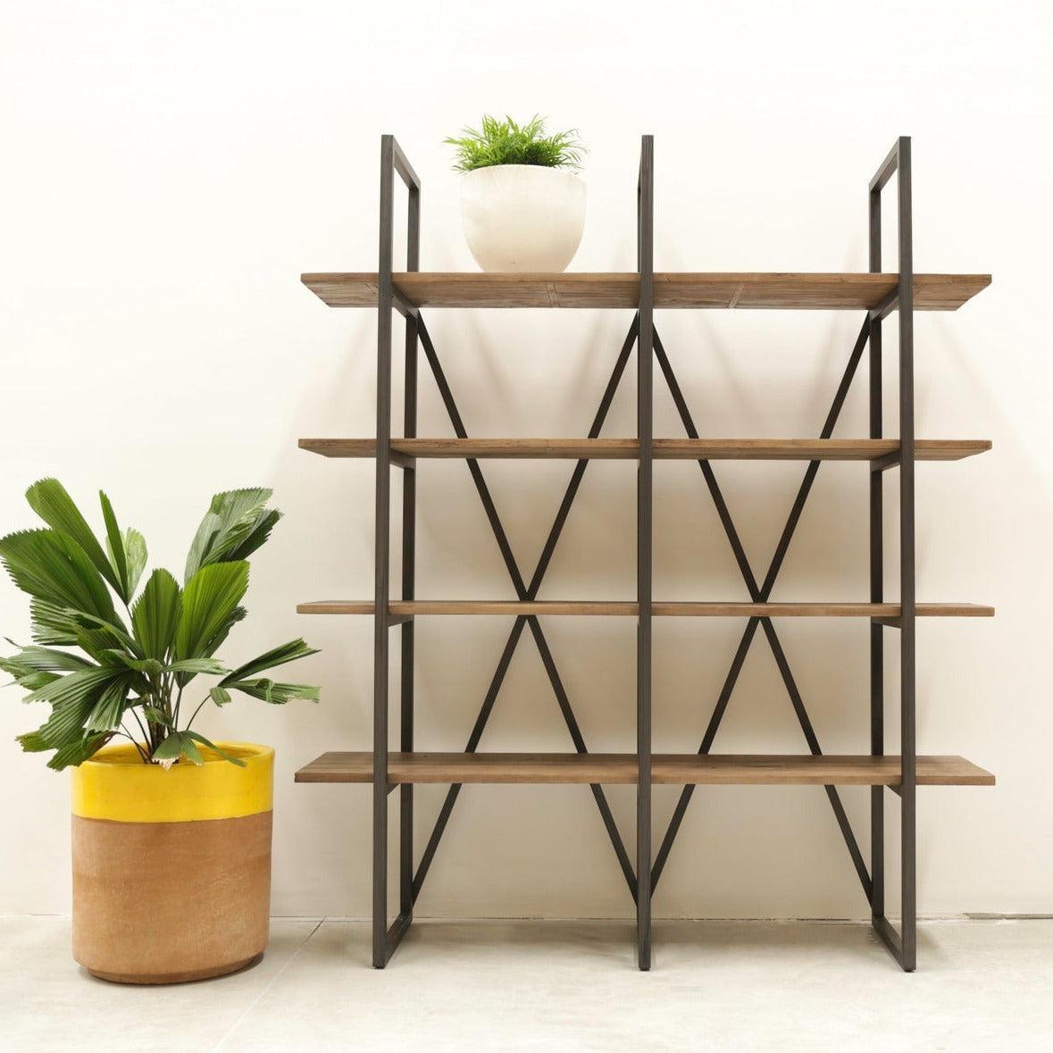 LH Home Large Cain Rack Etagere Wood Shelves Wood Tall & Wide