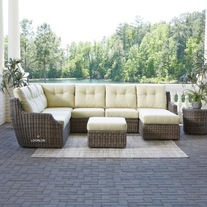 Largo Ottoman All Weather Wicker Furniture Made in USA Outdoor Ottomans LOOMLAN By Lloyd Flanders
