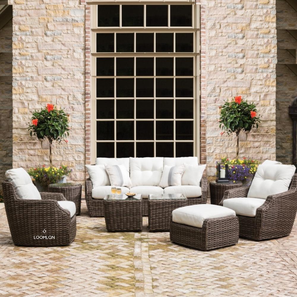 Largo Ottoman All Weather Wicker Furniture Made in USA Outdoor Ottomans LOOMLAN By Lloyd Flanders