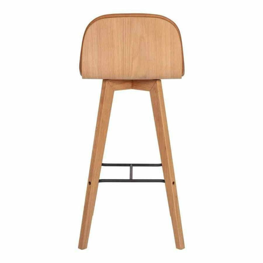 Leather Brown Low Back Bar Height Stool Bar Stools LOOMLAN By Moe's Home