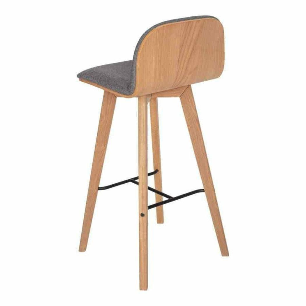 Leather Grey Low Back Bar Height Stool Bar Stools LOOMLAN By Moe's Home