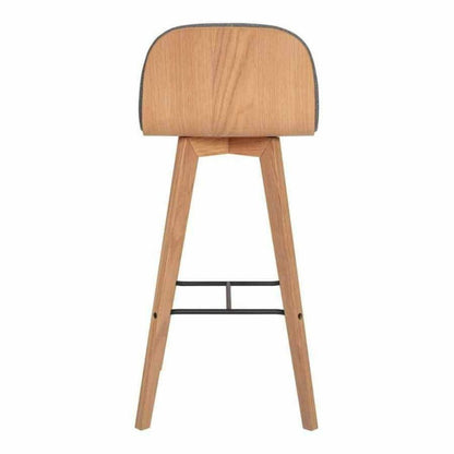 Leather Grey Low Back Bar Height Stool Bar Stools LOOMLAN By Moe's Home