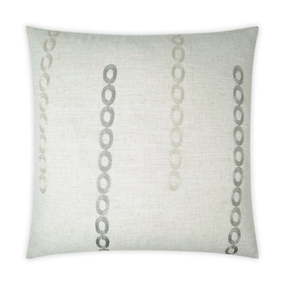 Links Embroidery Circular Dots Silver White Large Throw Pillow With Insert Throw Pillows LOOMLAN By D.V. Kap