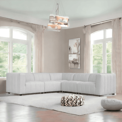 Lyric Classic Light Grey 5-piece L-Shaped Modular Sectioanl Sofa Modular Sofas LOOMLAN By Moe's Home