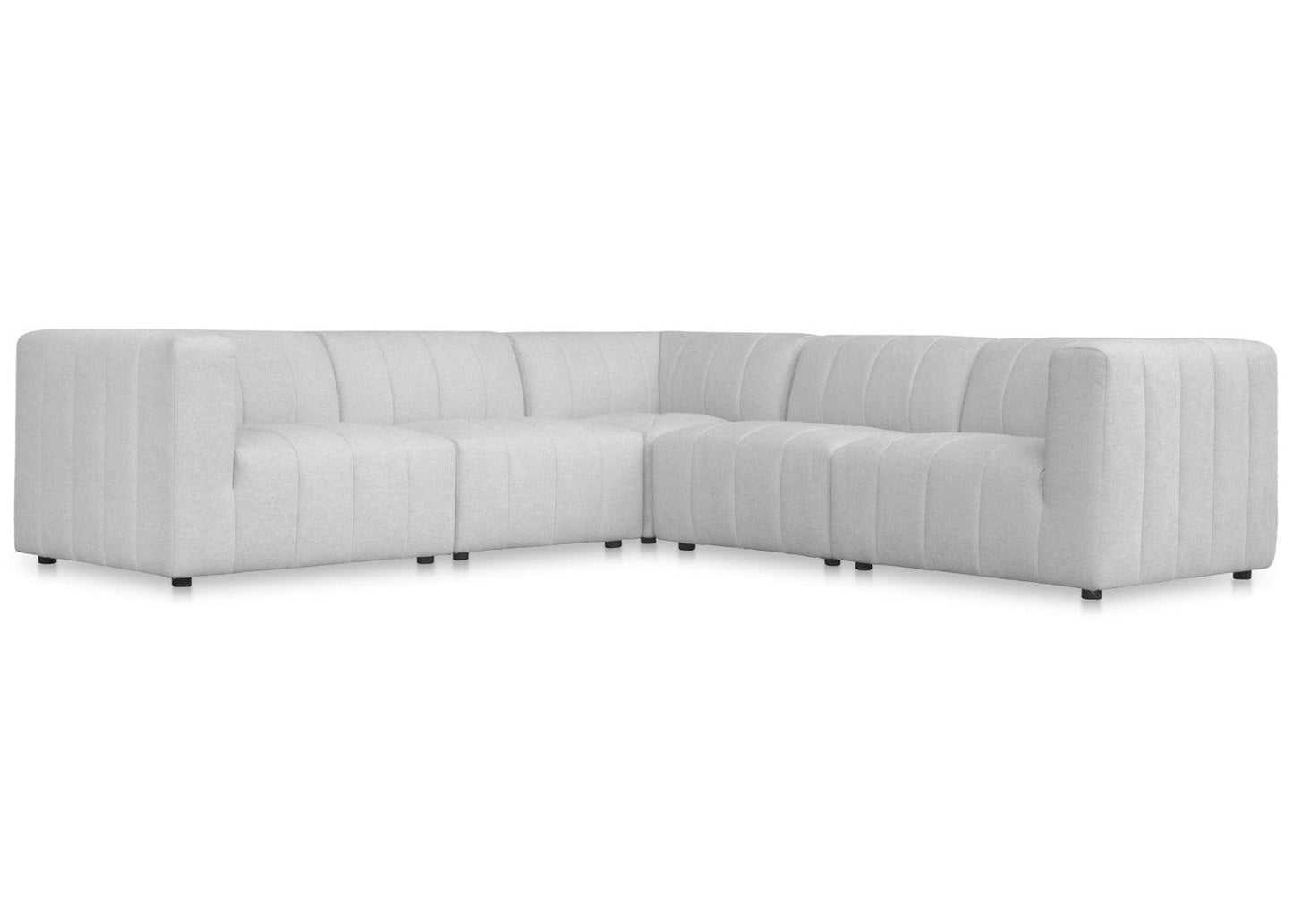 Lyric Classic Light Grey 5-piece L-Shaped Modular Sectioanl Sofa Modular Sofas LOOMLAN By Moe's Home