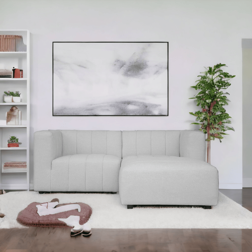 Lyric Classic Light Grey L-Shaped Modular Sectional Nook Set With Ottoman Modular Sofas LOOMLAN By Moe's Home