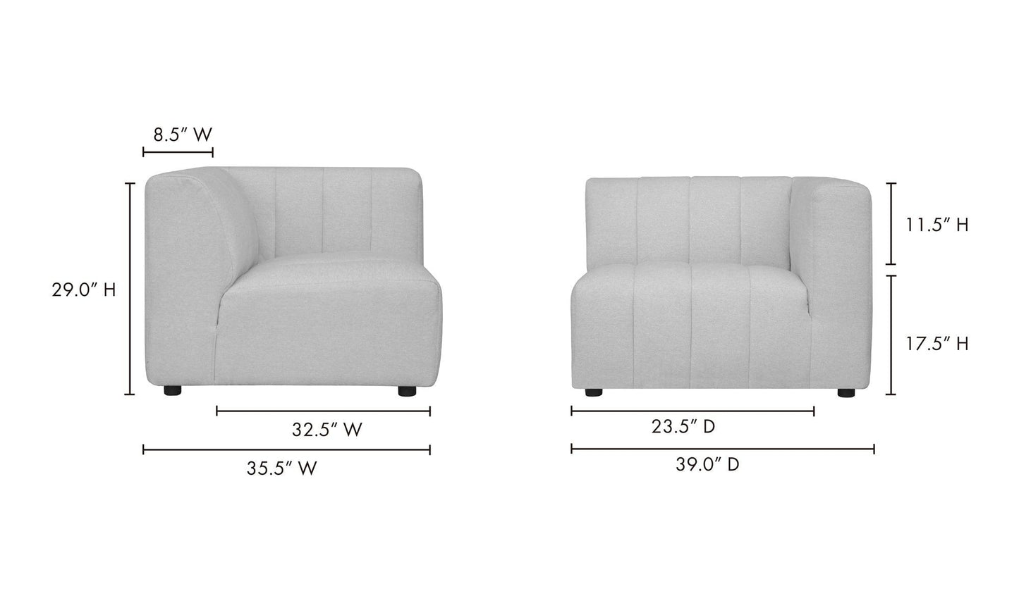 Lyric Classic Light Grey L-Shaped Modular Sectional Nook Set With Ottoman Modular Sofas LOOMLAN By Moe's Home