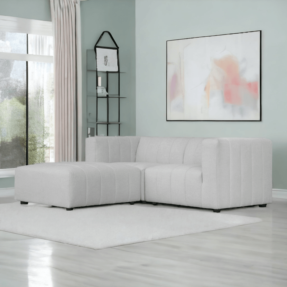 Lyric Classic Light Grey L-Shaped Modular Sectional Nook Set With Ottoman Modular Sofas LOOMLAN By Moe's Home