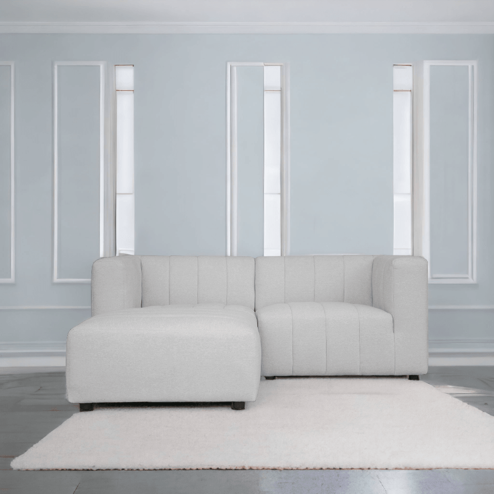 Lyric Classic Light Grey L-Shaped Modular Sectional Nook Set With Ottoman Modular Sofas LOOMLAN By Moe's Home