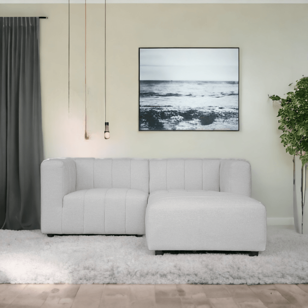 Lyric Classic Light Grey L-Shaped Modular Sectional Nook Set With Ottoman Modular Sofas LOOMLAN By Moe's Home