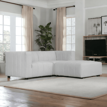 Lyric Classic Light Grey L-Shaped Modular Sectional Nook Set With Ottoman Modular Sofas LOOMLAN By Moe's Home