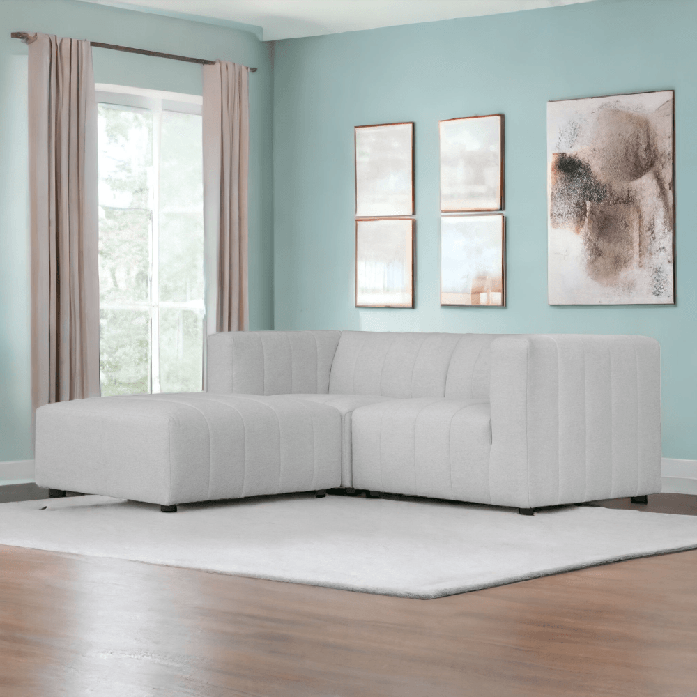 Lyric Classic Light Grey L-Shaped Modular Sectional Nook Set With Ottoman Modular Sofas LOOMLAN By Moe's Home