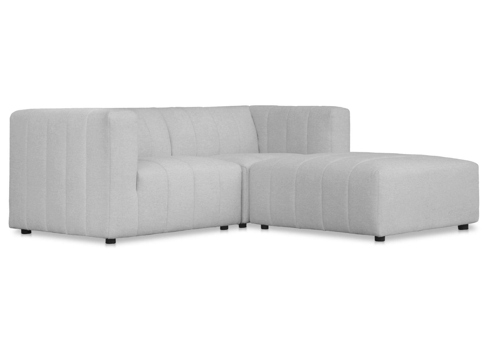 Lyric Classic Light Grey L-Shaped Modular Sectional Nook Set With Ottoman Modular Sofas LOOMLAN By Moe's Home