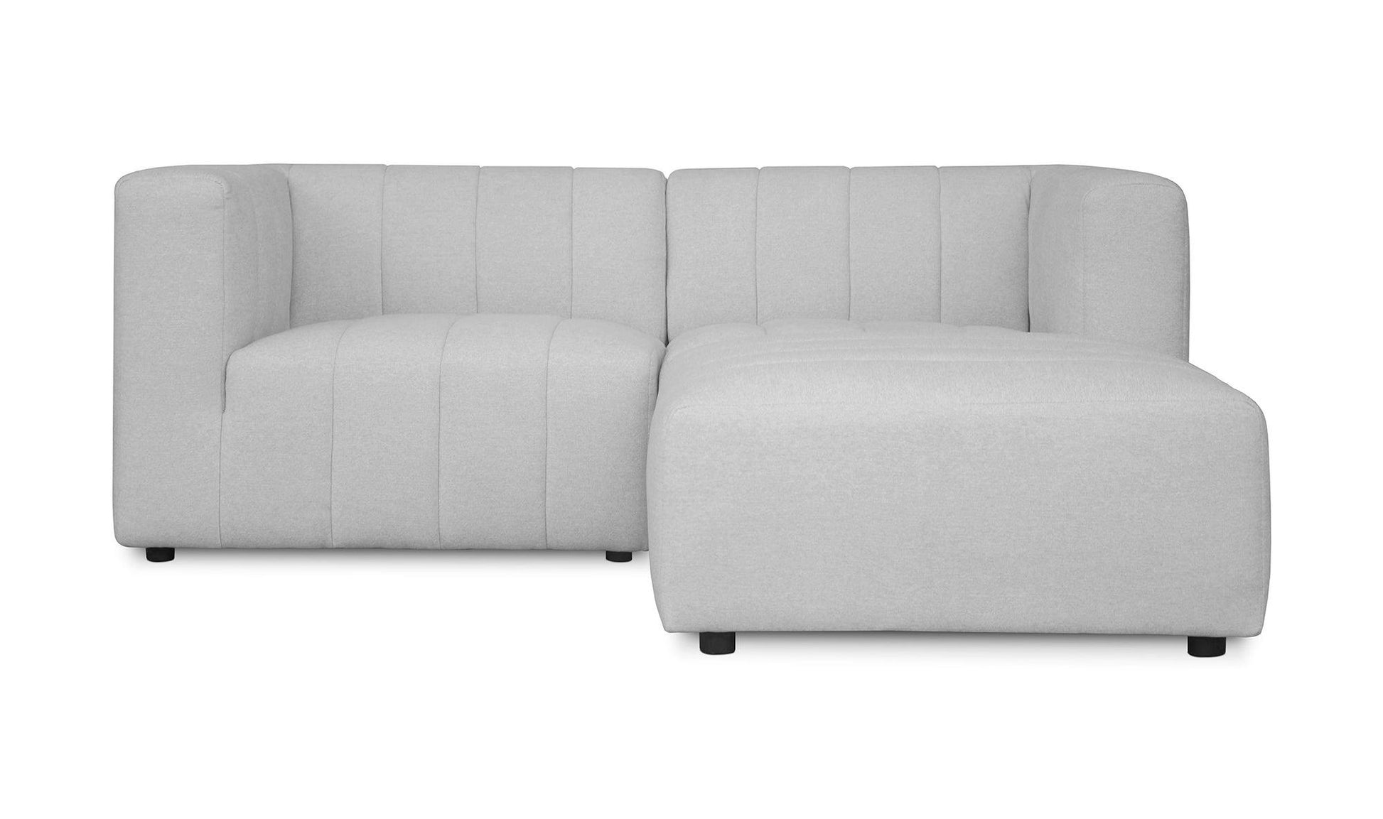 Lyric Classic Light Grey L-Shaped Modular Sectional Nook Set With Ottoman Modular Sofas LOOMLAN By Moe's Home