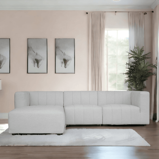 Lyric Light Grey Reversible Modular Sectional Sofa With Ottoman 4 PC Set Modular Sofas LOOMLAN By Moe's Home