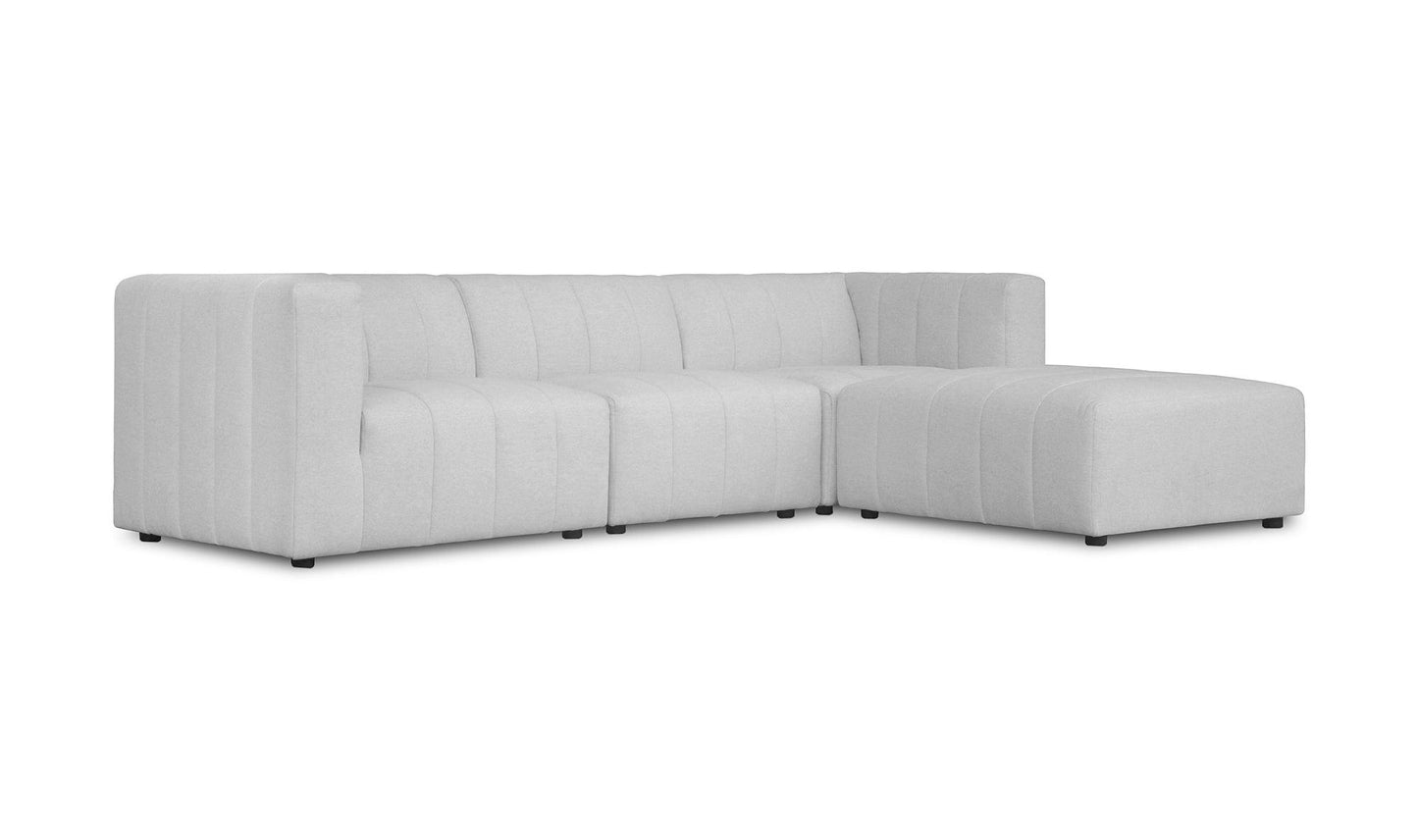 Lyric Light Grey Reversible Modular Sectional Sofa With Ottoman 4 PC Set Modular Sofas LOOMLAN By Moe's Home