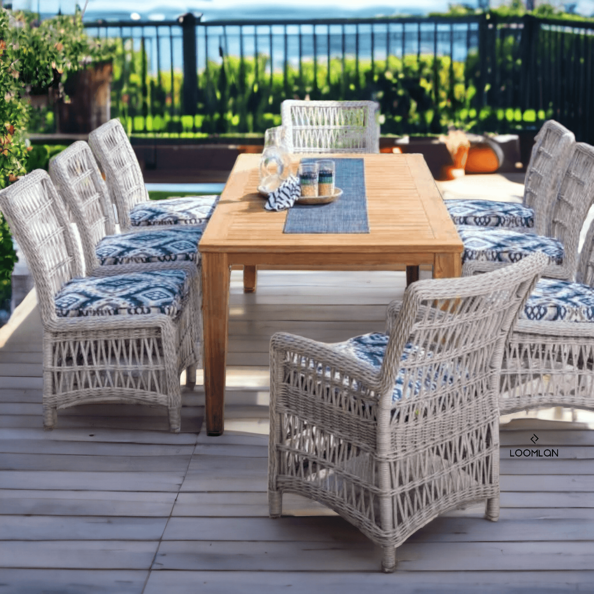 Mackinac Patio Dining Armchair With Sunbrella Cushion Outdoor Dining Chairs LOOMLAN By Lloyd Flanders