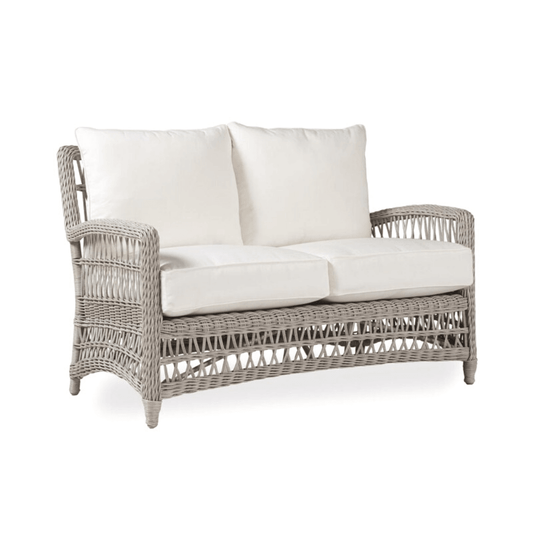 Mackinac Wicker Outdoor Wicker Loveseat With Cushions Outdoor Sofas & Loveseats LOOMLAN By Lloyd Flanders