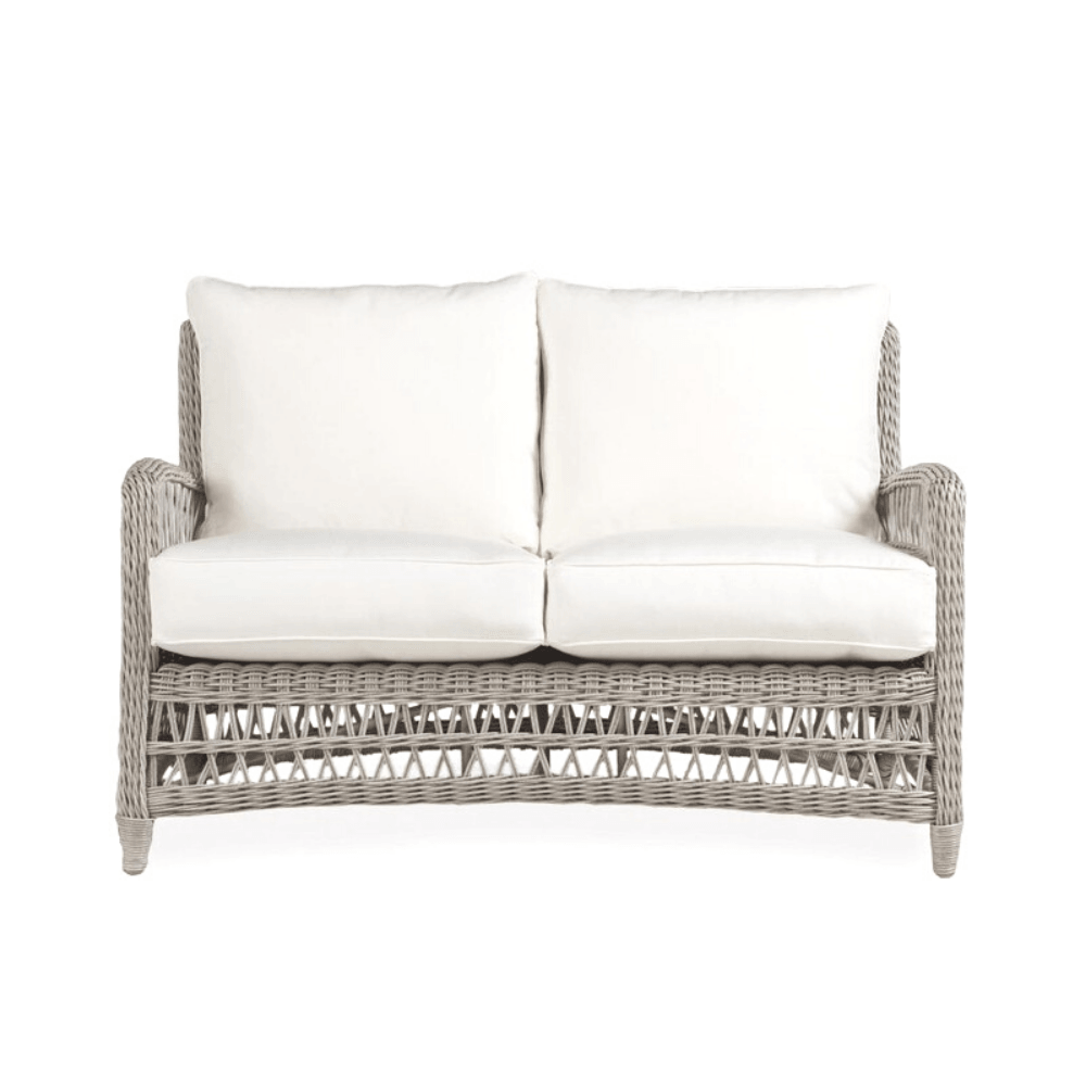 Mackinac Wicker Outdoor Wicker Loveseat With Cushions Outdoor Sofas & Loveseats LOOMLAN By Lloyd Flanders