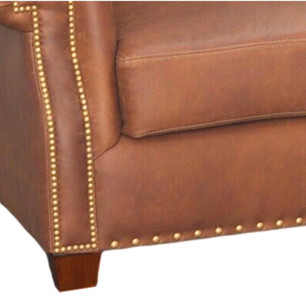 Made In the USA 90" Caramel Brown Leather Sofa Modern Hartford Sofas & Loveseats LOOMLAN By Uptown Sebastian