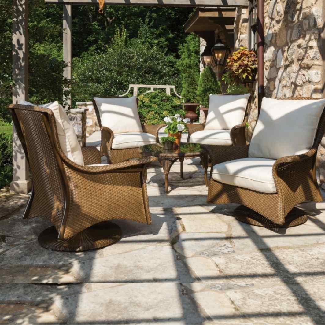 Mandalay Swivel Rocker Lounge Chair Premium Wicker Furniture Outdoor Accent Chairs LOOMLAN By Lloyd Flanders