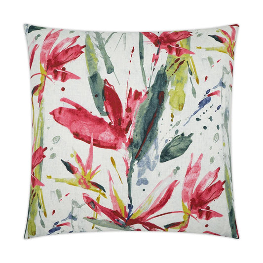 D.V. Kap Marlot Fuchsia Floral Fuchsia Green Large Throw Pillow