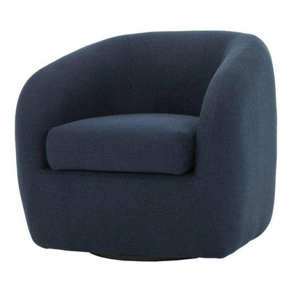 Maurice Dark Blue Swivel Bucket Chair Tweed Occasional Seating Club Chairs LOOMLAN By Moe's Home