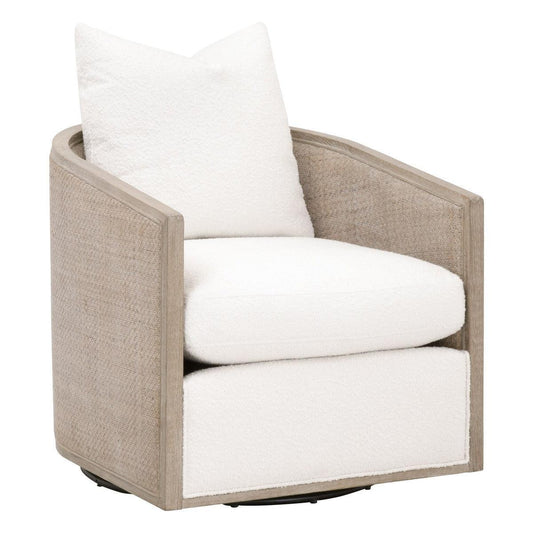 Mcguire Swivel Club Chair Performance Boucle and Cane Club Chairs LOOMLAN By Essentials For Living