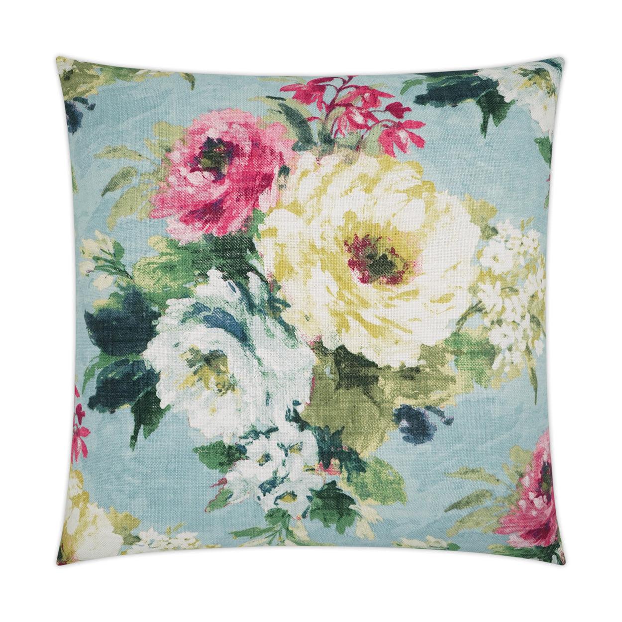 Meraki Traditional Floral Mist Large Throw Pillow With Insert Throw Pillows LOOMLAN By D.V. Kap