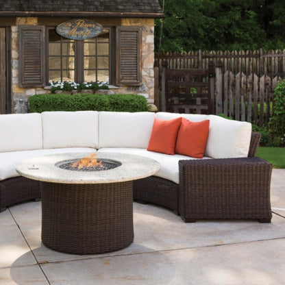 Mesa 48" Round Fire Table with Gray Travertine Top Outdoor Fire Tables LOOMLAN By Lloyd Flanders